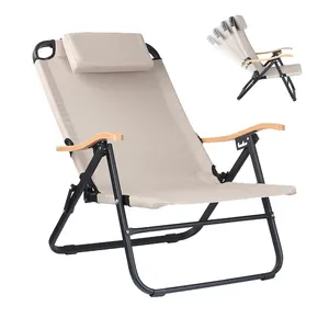 Outdoor Aluminum Four Adjustable Kermit Folding Backrest Leisure Chaise Lounge Beach Chair for Adults