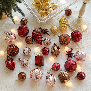 Giáng sinh bóng Hộp Quà Tặng Bóng Mặt dây chuyền trang trí Giáng sinh cây rượu vang đỏ mạ bát giác sao Pinecone bóng mặt dây chuyền trang trí - Product Image 1