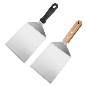Stainless steel <b>square</b> spatula, beechwood handle BBQ spatula, teppanyaki grilling <b>tool</b>, pancake spatula, BBQ cooking spatula, - Product Image 5