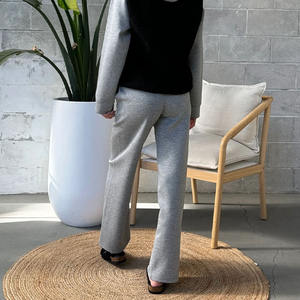 Vêtements de sport pour femmes sur mesure Tenue décontractée d'été Pantalon en molleton à jambes larges en coton mélangé plissé - Product Image 2