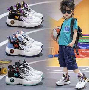 รองเท้าบาสเก็ตบอลเด็กผู้ชายขายส่ง ฤดูร้อน รองเท้ากีฬาหุ้มข้อสูงสำหรับเด็ก ระบายอากาศได้ดี พื้นรองเท้านุ่ม รองเท้าวิ่งเด็กผู้ชาย - Product Image 2