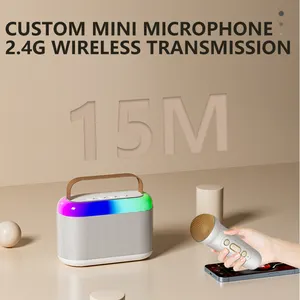 Y3 Double Wheat Portable Bluetooth Speaker Microphone Set Colorful Light Bluetooth Speaker With Home Karaoke Machine