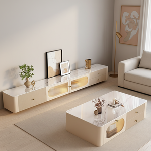 Nouvel ensemble de tables basses aspect ardoise 2026 pour salon, combinaison compacte de meuble TV de style luxueux pour petits appartements - Product Image 1