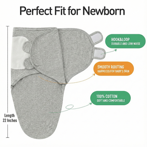 Newborn Cotton <strong>Baby</strong> Swaddle Sleeping Bag, Soft Breathable Anti-Kick Swaddle Wrap for Hospital &amp; Home - Product Image 6