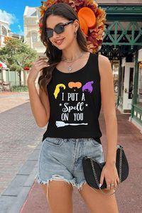 Canotta Casual traspirante per le donne di Halloween ho messo un incantesimo su di voi sorelle Sanderson grafica senza maniche divertente caduta Tee - Product Image 5
