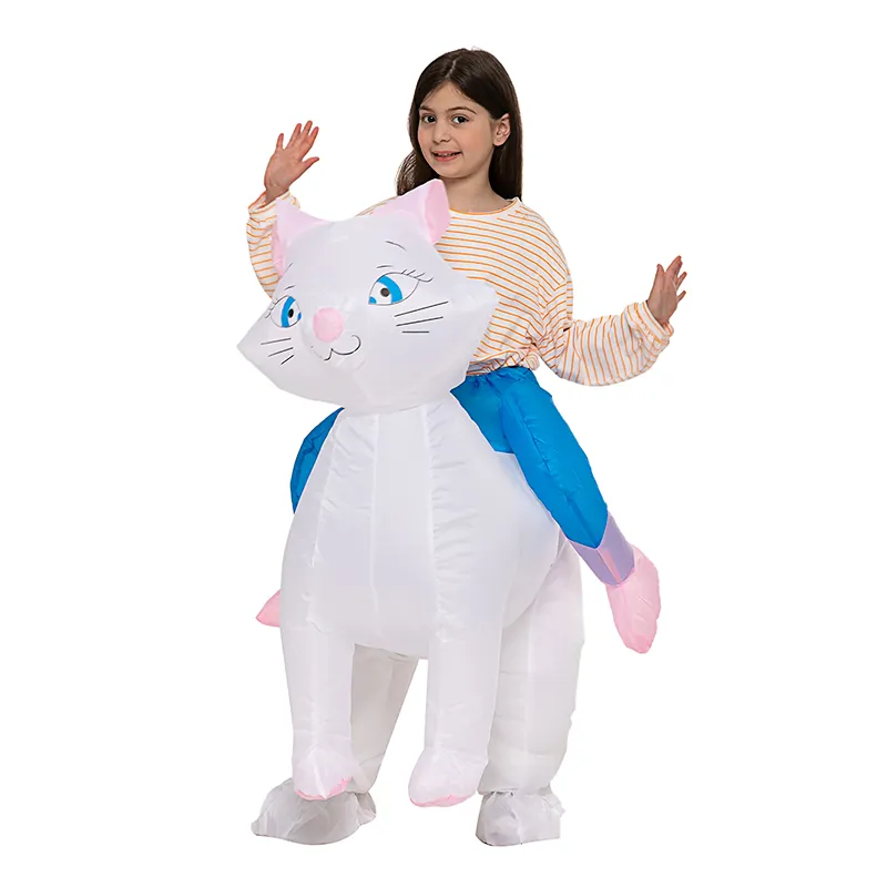 HUAYU Kids Inflatable Costume Funny Stage Cosplay Clothes Riding On Cartoon Cute Cats Costume for Children 100-120cm