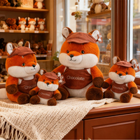 Nouveauté : Peluche renard roux, animal en peluche doux, figurine renard mignon avec chapeau marron, idéal pour les cadeaux de fêtes, pour les fournisseurs de boutiques et la revente