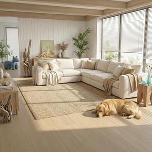 أرضيات خشبية صديقة للبيئة من الخيزران بنمط الريش مع قاعدة كاملة من خشب البتولا معتمدة من ENF، تصميم هندسي لغرف المعيشة المستدامة - Product Image 6