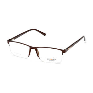 Montures de lunettes rectangulaires semi-cerclées Grey Jack 5093, anti-reflets, unisexe, demi-monture en métal, verres plats - Product Image 4