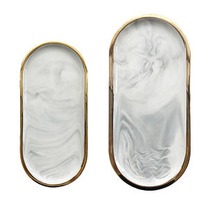 नॉर्डिक रचनात्मक संगमरमर के आकार का चीनी मिट्टी भंडारण गहने हार अंगूठी ट्रे - Product Image 6