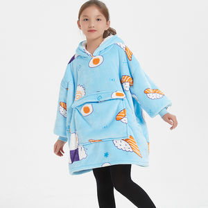 เสื้อฮู้ดผ้าฟลานเนลเชอร์ปาสำหรับเด็ก แบบสวมใส่ได้ ผลิตจากโรงงานโดยตรง ขายส่ง ราคาโรงงาน  ขนาดใหญ่พิเศษ ใช้เป็นผ้าห่มได้ - Product Image 4