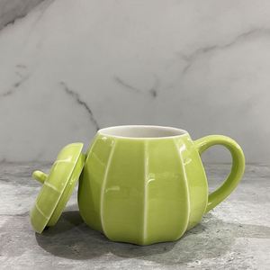 Mug à café en céramique en forme de citrouille orange de 300 ml avec couvercle, idéal pour les anniversaires et Halloween - Product Image 5