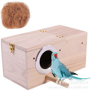 รังนกไม้ทรงสี่เหลี่ยม สีไม้ธรรมชาติ ทนทาน สำหรับใช้ในสวนกลางแจ้ง - Product Image 2