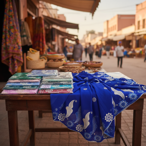 Durable African Long Chiffon Shawl Floral Embroidery Rhinestone Decorations Breathable Soft <b>Light</b> Women's All Seasons Ethnic - Product Image 3