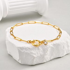 Moda Retangular Cadeia Bubble Buckle Pé Mulheres Tornozeleiras 18k Banhado a ouro Aço Inoxidável Cubano Link Cadeia Tornozeleiras impermeáveis - Product Image 2