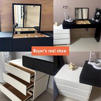 Coiffeuse de chambre moderne en bois massif avec miroir inclinable éclairé et bureau de maquillage rétractable intégré, best-seller populaire