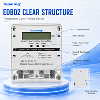 Compteur numérique monophasé à deux fils Tepsung EDB02, précision classe 1.0, 80A-100A max, 0-999999.99 KWH