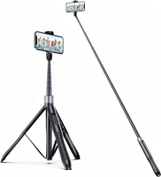 ATUMTEK Trépied perche à selfie en alliage d'aluminium 60 pouces extensible 1500 mm avec rotation à 360° pour télécommande iPhone/Android