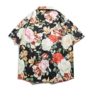 Camisas havaianas com estampa floral para homens, roupa casual de alta qualidade para praia