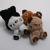 Boneka Gantungan Kunci Kucing Kartun Lucu Laris Manis, Kucing Duduk Cantik dengan Kalung, Gantungan Kunci Boneka untuk Hadiah Anak