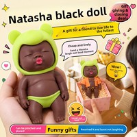 Jouet à presser Poupée noire anti-stress Natacha en caoutchouc Gadget de décompression Cadeau amusant Créatif pour ami <15cm 14+ ans Modèle CN