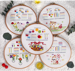 Embroidered Starter Kits Custom Handcrafted Punch Needle Kit Exercise DIY Cross Stitch Round Embroidery Kit Sets for Beginner