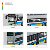Wange 4974 Véhicule de transport Bus à double étage Modèle de voiture en blocs Jouet de construction compatible avec les petites particules