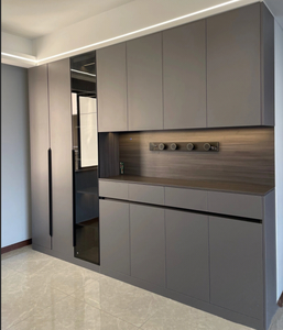 Mobile Bar Moderno di Lusso in Acciaio Inossidabile con <span class=keywords><strong>Ante</strong></span> Scorrevoli in Vetro, Altezza Regolabile, Pannelli in Legno e Pietra di Quarzo, Arredamento per la Casa - Product Image 1