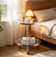 Table d'appoint roulante en acrylique transparent de haute qualité, personnalisable, avec roulettes amovibles pour usage domestique, livraison rapide