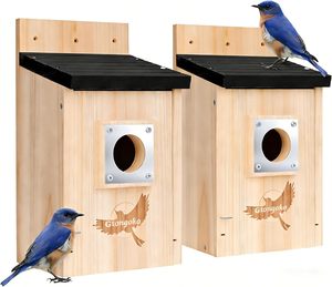 Casas para Pájaros para Exteriores, Caja de Anidación para Pájaros Azules con Protección Metálica Contra Depredadores, Kit de Casa de Pájaros de Madera para Pichones, Golondrinas y Pinzones - Product Image 1