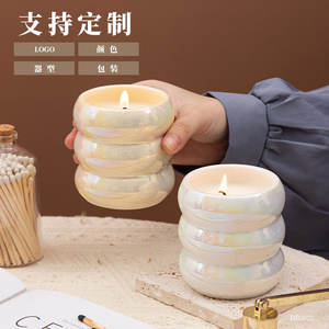 Support de bougie en céramique Db2022, rond, 8 cm, finition perlée, vide, pour bougies parfumées d'intérieur, cadeau d'affaires - Product Image 2