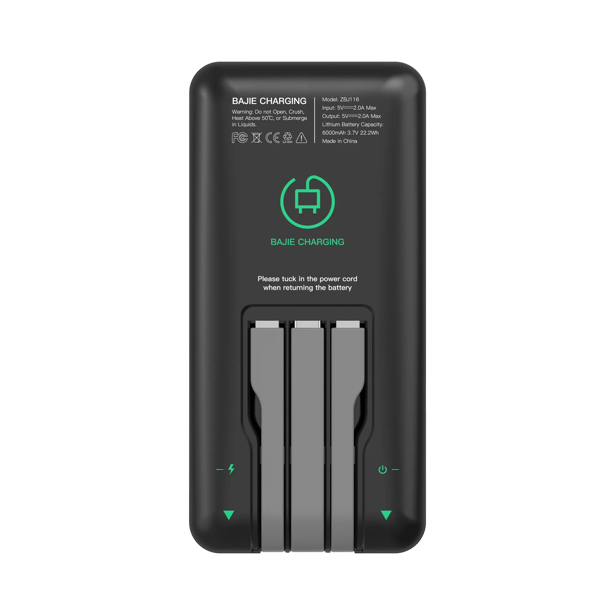 Banque d'alimentation sans fil chargeur de batterie banque d'alimentation universelle pour téléphone portable avec trois USB 6000mAh