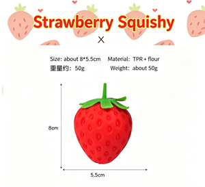 Juguete Blandito de Fresa Kawaii, Pelota Antiestrés de PU, Juguete Sensorial Realista con Forma de Fruta para Niños y Adultos, Regalo - Product Image 3