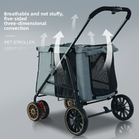 Chariot de randonnée pliable pour animaux de compagnie (chiens et chats) en acier et tissu Oxford – Idéal pour les voyages en extérieur
