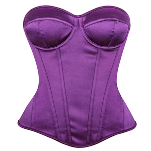 Top Corto Strapless Elegante para Mujer, Corsé Ajustado con Cintura Ceñida, Top de Satén en Negro, Blanco, Morado, Rojo y Marrón - Product Image 6