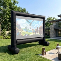 Écran de projection gonflable extérieur 12ft 15ft 20ft Surface de projection blanche Cadre noir Cinéma de jardin Fête