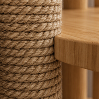 Torre para Gatos de Madera de 2 Niveles Kate Paradise B Circular con Barandillas Completas y 5 Postes de Sisal para Rascar, 43x43x10cm