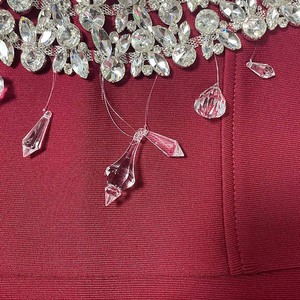 Abito da sera senza schienale <span class=keywords><strong>Sexy</strong></span> con borchie di diamanti su misura senza spalline a spalla piccolo abito rosso a coda di pesce per san valentino - Product Image 6