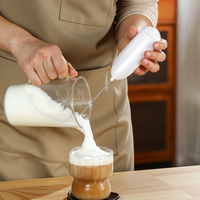 Mini mousseur à lait portatif à piles, batteur à mousse électrique, mélangeur de boissons avec fouet en acier inoxydable pour café, matcha