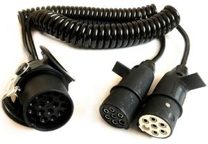 Câble spiralé 15P/24V et 2x7 broches/24V Adaptateur de câble électrique pour connecter les tracteurs aux remorques - Product Image 2