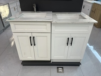 Grosir SANYANG Modern Hotel Bathroom Vanities Kabinet Vanity Tahan Air Cina dengan Wastafel Keramik Berbingkai Warna Dapat Disesuaikan