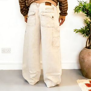 <span class=keywords><strong>Jeans</strong></span> baggy pour hommes, logo personnalisé OEM, style streetwear hip-hop, 100% coton, délavé à l'acide, effet délavé, cargo, double genouillère, style charpentier - Product Image 3