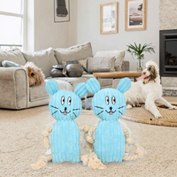 Nouveauté 2026 : Jouets interactifs pour animaux de compagnie en peluche avec corde, modèles lapin, chat, canard, rat, résistants aux morsures, jouets couineurs pour chiens – Vente en gros