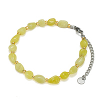 Bracelets ajustables faits à la main en amazonite, pierres irrégulières, bracelets en cristal poli, perles, chaîne en acier inoxydable pour femmes