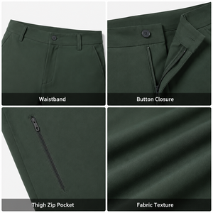 <span class=keywords><strong>Pantaloni</strong></span> da Golf Verde Foresta Personalizzati <span class=keywords><strong>con</strong></span> Tasca Laterale <span class=keywords><strong>con</strong></span> Zip e Orlo Spaccato 30-40, <span class=keywords><strong>Pantaloni</strong></span> Sottili ad Asciugatura Rapida per Campo da Golf, Fabbrica OEM ODM - Product Image 4