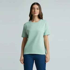 Camiseta de Cuello Redondo para Mujer, Tejido Ecológico de Rayón de Bambú, Tacto Suave, Manga Corta, Ropa Casual de Verano, Apliques Personalizables - Product Image 1