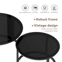 Ensemble de tables basses gigognes en verre décoratif moderne, 2 pièces, multifonctionnel, surface imperméable, pieds réglables, meubles pour la maison