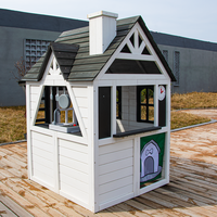 Maisonnette de jeu en cèdre chinois Tosen pour l'extérieur avec porte, fenêtre et évier pour les jeux éducatifs des enfants dans le jardin et l'utilisation comme cabane