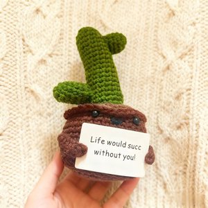 Meilleur vendeur transfrontalier 2025 : <span class=keywords><strong>Cactus</strong></span> au crochet - Breloque de sac ou porte-clés avec carte d'encouragement, adorable jouet amigurumi pour usage quotidien - Product Image 3