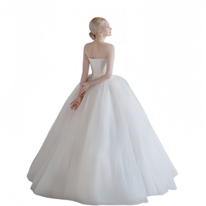 Taglie forti <span class=keywords><strong>abito</strong></span> da ballo <span class=keywords><strong>bianco</strong></span> <span class=keywords><strong>senza</strong></span> <span class=keywords><strong>spalline</strong></span> <span class=keywords><strong>abito</strong></span> da sposa-gonna in Tulle multistrato e Silhouette elegante per le spose da principessa - Product Image 4